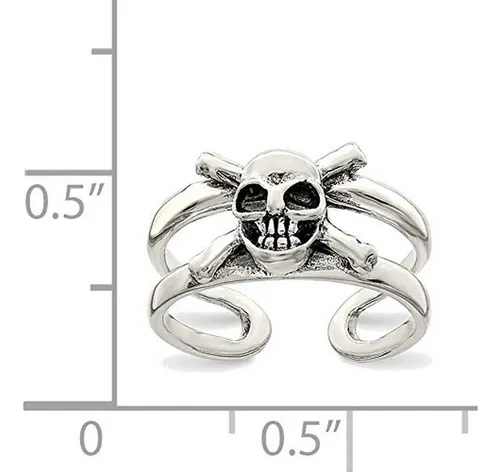 Anillo De Plata Maciza Con Calavera Antigua, Talla 11.