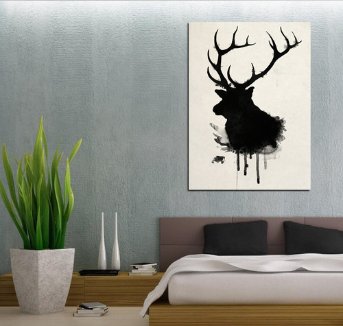 Cuadro 20x30cm Reno Ciervo Deer Hipster Estilo Acuarela