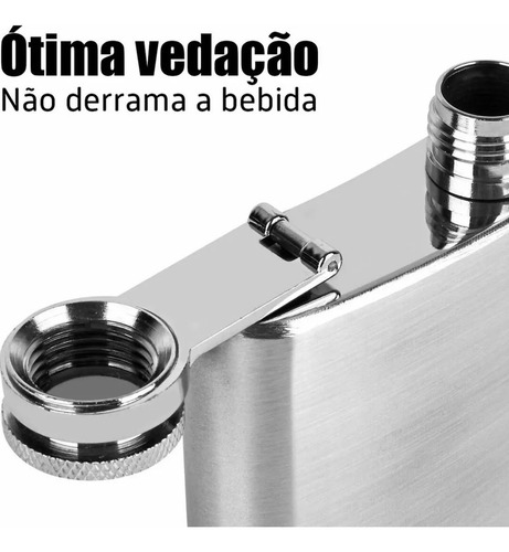 Cantil Metálico De Bolso Vodka Pequeno Inox Bebida Wishy Cor Cantil Porta Bebida Inox 200ML