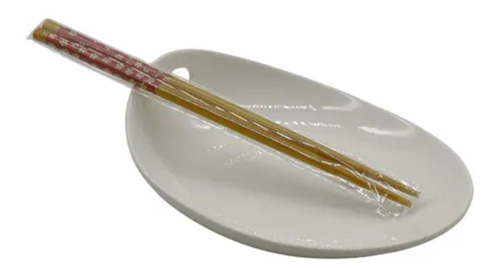 Prato Em Porcelana Com Hashi Para Comida Japonesa Hauskraft Cor Branco
