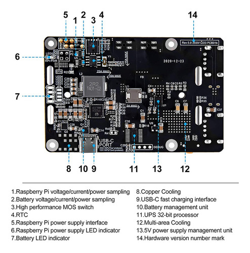 Ampliación De Batería Para Raspberry Pi 4 Ups Power Ups Hat