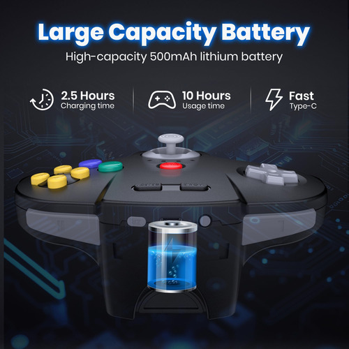 2 Pack Controlador N64 De Conmutador Inalámbrico De 2,4 Ghz,