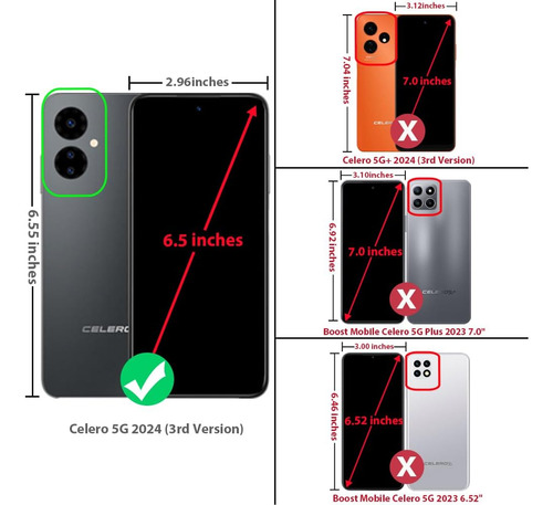 Tjs Compatible Para Boost Mobile Celero 5g Rd Versión) Caso,