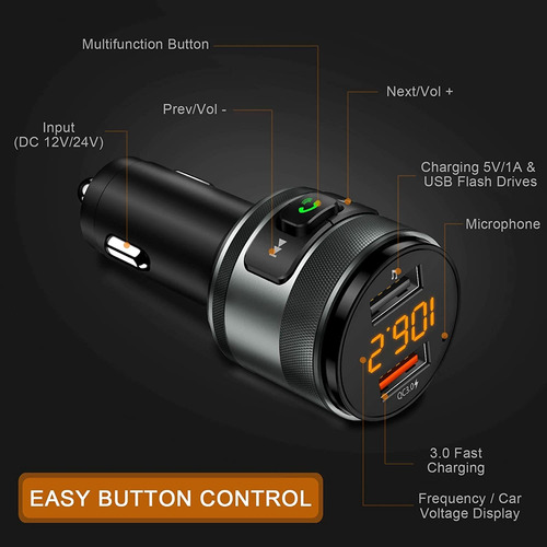 Transmisor Fm Receptor Bluetooth Audio Auto C57 Imden
