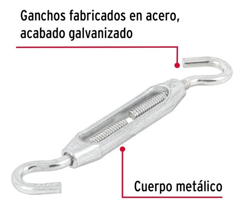 Tensor Zinc Para Cable 3/16' Gancho - Gancho En Acero Fiero