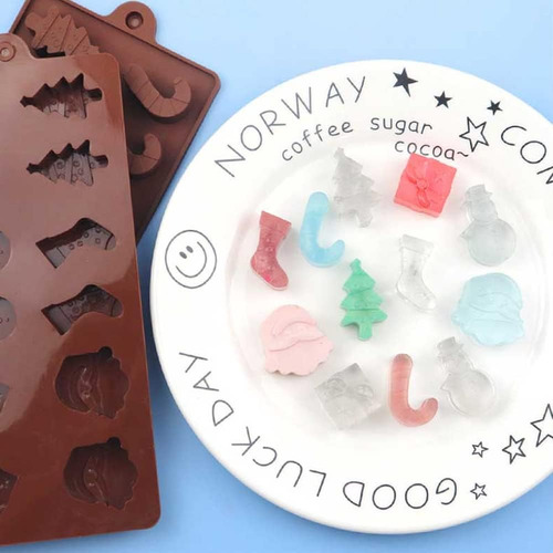 Moldes De Silicona Con Diseño Navideño P/bombones, 4 Pzs.