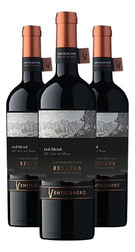 Kit 3 Und Ventisquero Reserva Red Blend Vinho Tinto Chileno