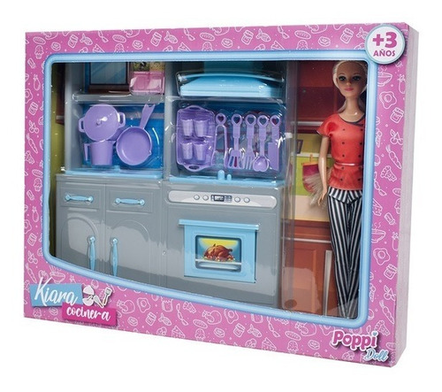 Muñeca Kiara Cocinera Poppi Original Chef Cocina Juguete