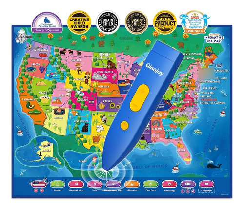 Mapa Bilingüe Interactivo Qiaojoy Para Niños Mapa De Ee.