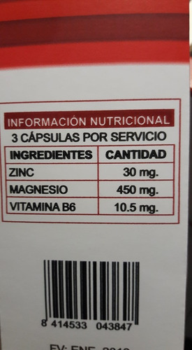 Zma 500 Mg 100 Caps Zinc Magnesio Vit B6 Activationperu