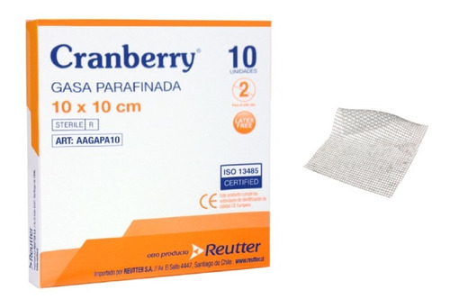 Gasa Parafinada Esteril Cranberry 10x10 Caja X10