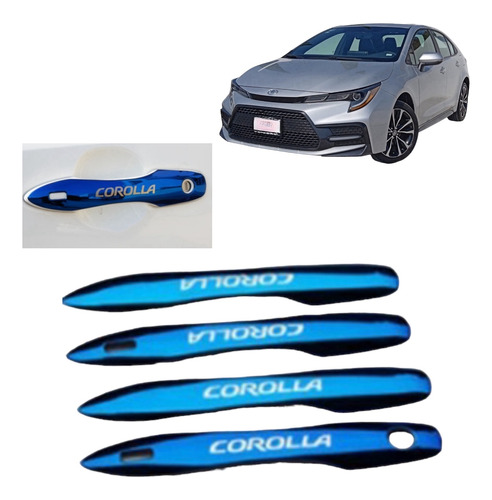 Cubre Manijas Metalicas Azul Titanio Corolla 2020 A 2022