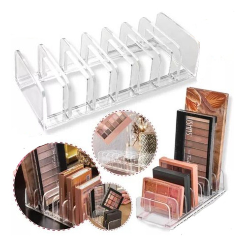 Organizador Acrilico Para Paleta Sombras 7 Divisores Makeup