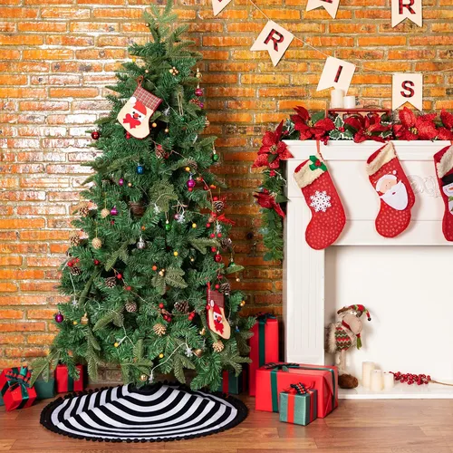 Macting Falda De Arbol De Navidad En Blanco Y Negro, 30 PuLG