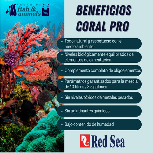 Imagen 3 de 7 de Sal Marina Corales Y Arrecifes Coral Pro Red Sea 22kg (660l)