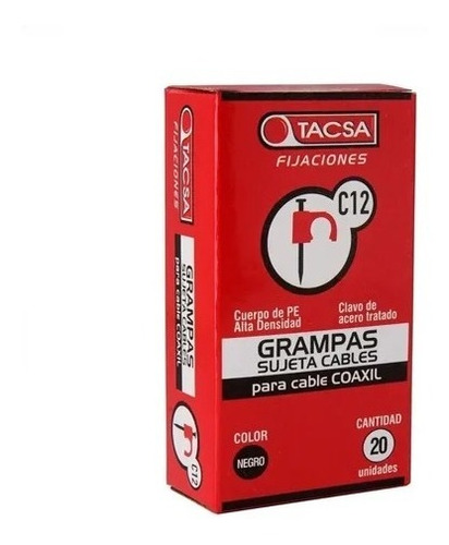 Grampas N°12 Tacsa Para Cable Coaxil Caja X 20 Uds Blanca