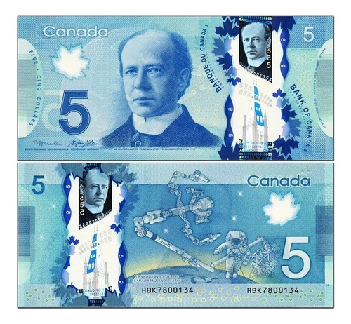 Billete De Canadá, 5 Dólares, Polímero, 2013. Jp