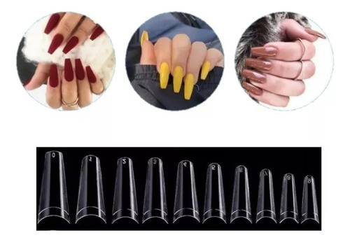 Kit 600 Tips Bailarina C/ Degrau Caixa 100 Unhas Plástico Cor Transparente