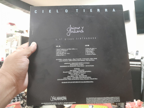 Lp Jaime Y Juliana Cielo Tierra Insert En Formato Acetato (Usado)