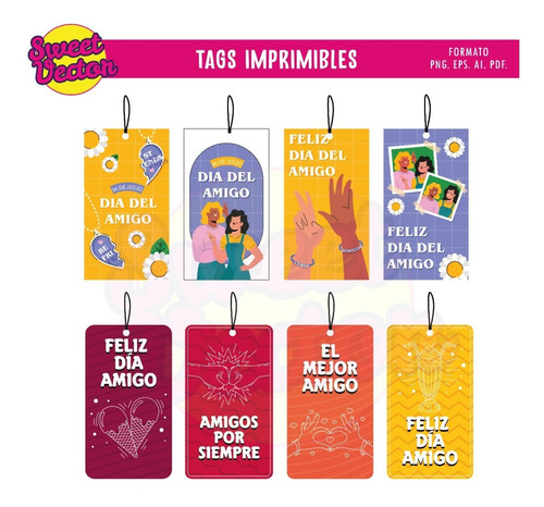 Kits Imprimibles Dia Del Amigo Tags Surtidos Editables
