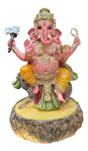 Ganesh Con Raton Figura De Resina 20 Cm Altura Varios Colore
