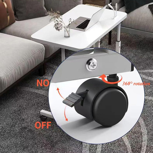 Mesa Escritorio Móvil Ajustable Altura Ruedas Portátil Negro