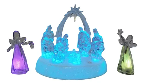 comprar Nacimiento Mini + 2 Ángeles Navidad Acrílico Luces Led