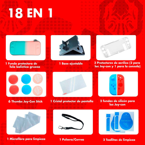 Kit Para Nintendo Switch Rosa Turquesa Estuche Protector