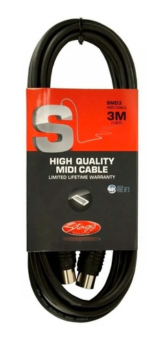 Imagen 1 de 5 de Cable Midi Midi Stagg Smd3 3 Metros Ficha Metal Teclados