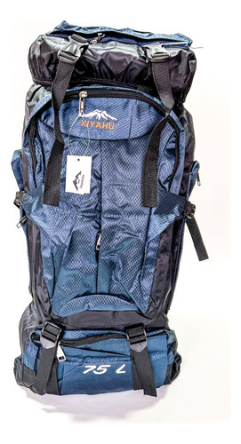 Mochila Camping Mochilero 75 Litros Viaje Mod17 - Impacto Color Azul