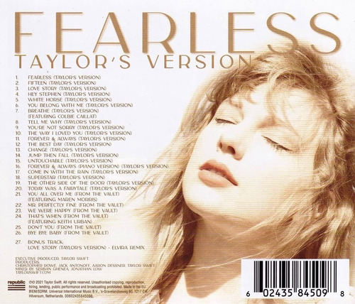 Taylor Swift - CD da versão destemida de Taylor