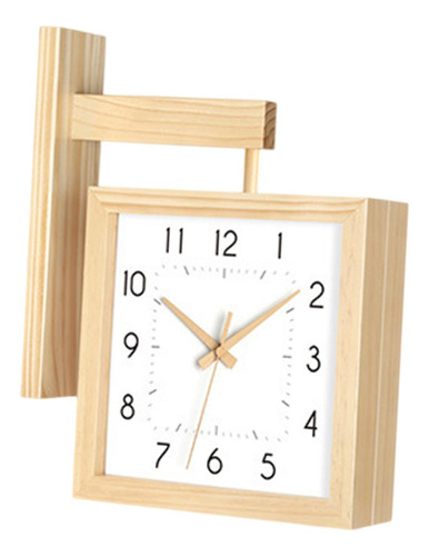 Reloj De Pared De Doble Cara Diseño Color De Madera Y