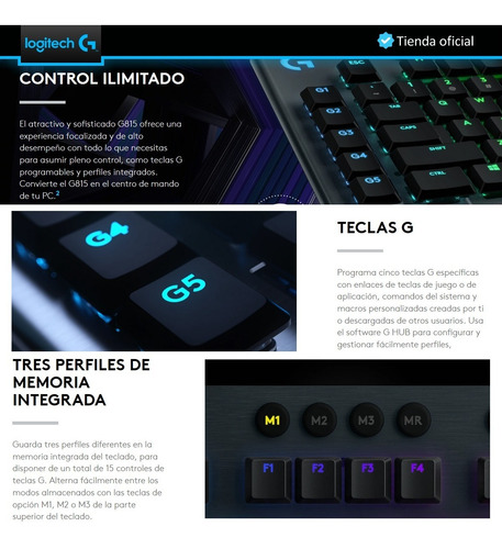 Logitech G815 Teclado Gamer Mecánico Ultrafino Rgb Lightsync