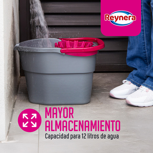 B2b Kit 4 Cubetas Baldes Con Exprimidor Gris Reynera