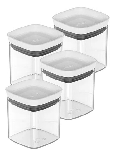 Frasco Pote Hermético Especiero Transparente 150ml Cocina X4 Color Blanco