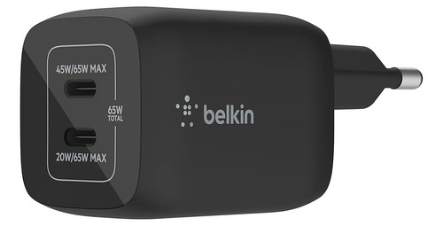 Cargador De Pared Doble Usb-c Gan Pps De 65 W Belkin