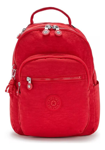Backpack Kipling Seoul Small Mochila Chica Compartimento Tablet Color Red Rouge Diseño De La Tela Liso