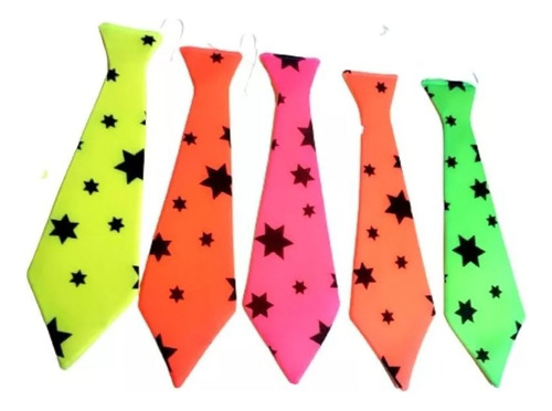 Corbata Tela Impreso Carita Fluo X1u Cotillon Carioca Fiesta