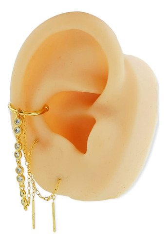 Aro Earcuff Versatil Plata Fina S925 Chapados En Oro 18k