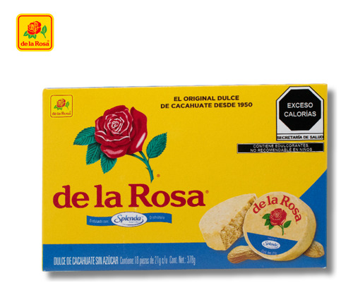 Mazapan Sin Azucar 18 Pzas De La Rosa Cacahuate Tostado 378g