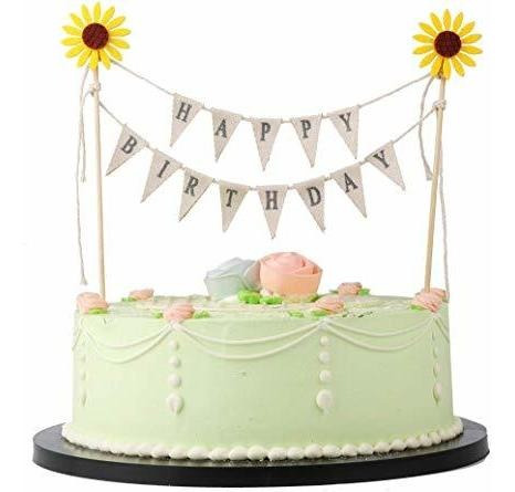 Lveud - Pancarta Para Tarta De Cumpleaños, Diseño De Flores,