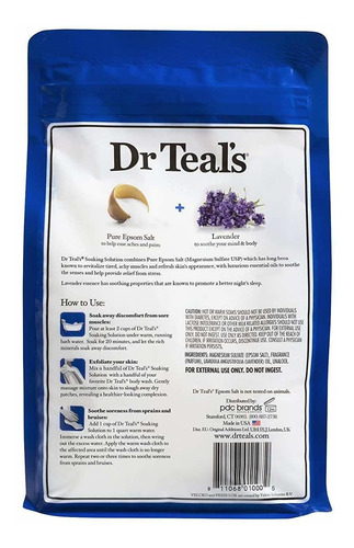 Dr Teals Epsom Salt - Paquete De 4 (12 Libras En Total) Calm