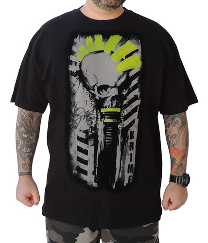 Camiseta Krime Clothing Skull Punk Preta