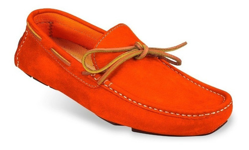 Mocasín Zapato De Hombre 100% Cuero Naranja  Envio Gratis
