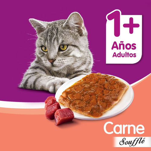 Imagen 5 de 7 de Whiskas Alimento Húmedo Gato Carne Soufflé Sobre X1un