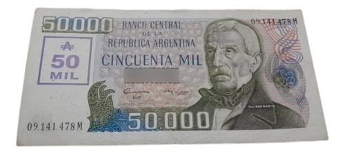 Billete Argentino De 50 Mil Australes Resellado
