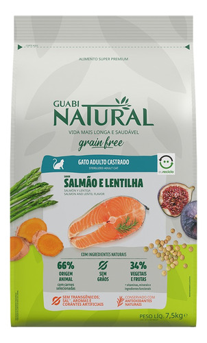 Guabi Natural Grain Free Gato Castrado Salmon 7,5kg Lib Gran