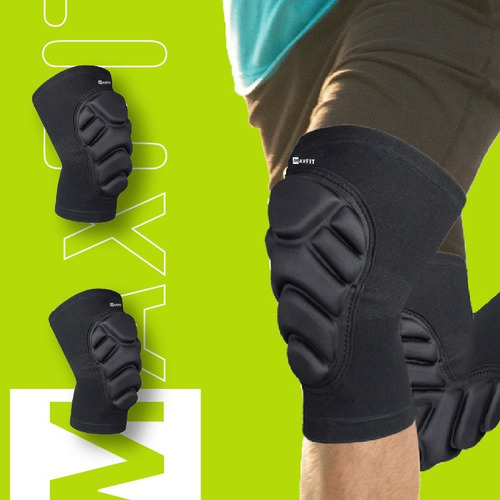 1 Par Rodilleras Deportivas De Proteccion Maxfit Hx920 Color Negro Talla Grande