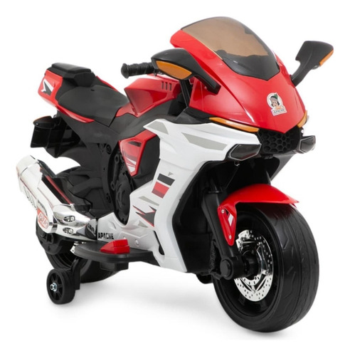 Apache Moto Rojo Blanco Montable Eléctrica Niños 3 A 8 Años Color Blanco/rojo