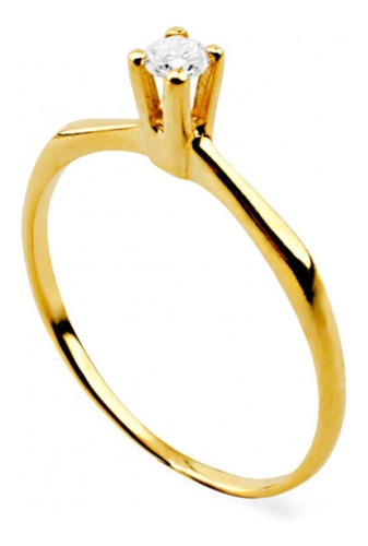 Anel Solitário Ouro Amarelo 18k,com Diamante De 5 Pontos